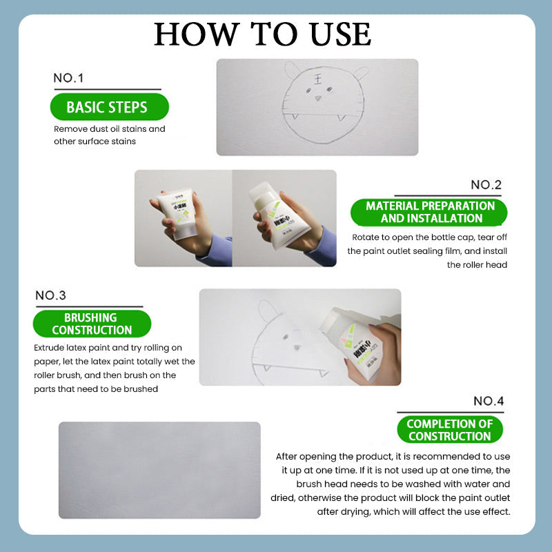 Rolling Brush Latex Paint Wall Paint Repair Wall Paste With Rollers Brush Set White Latex Paint Patching Wall Paste Graffiti Cover Wall Renovation Re