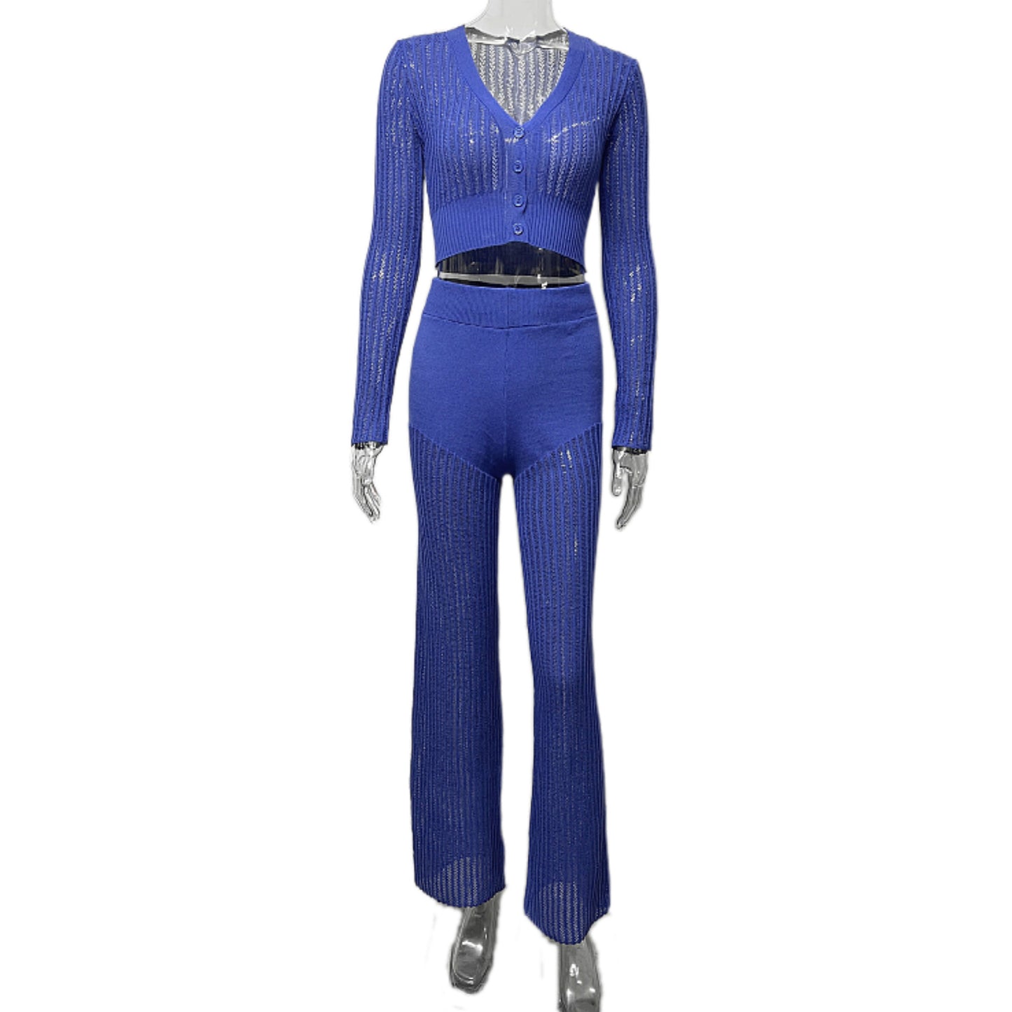 Knitted See-through Casual Suit Women
