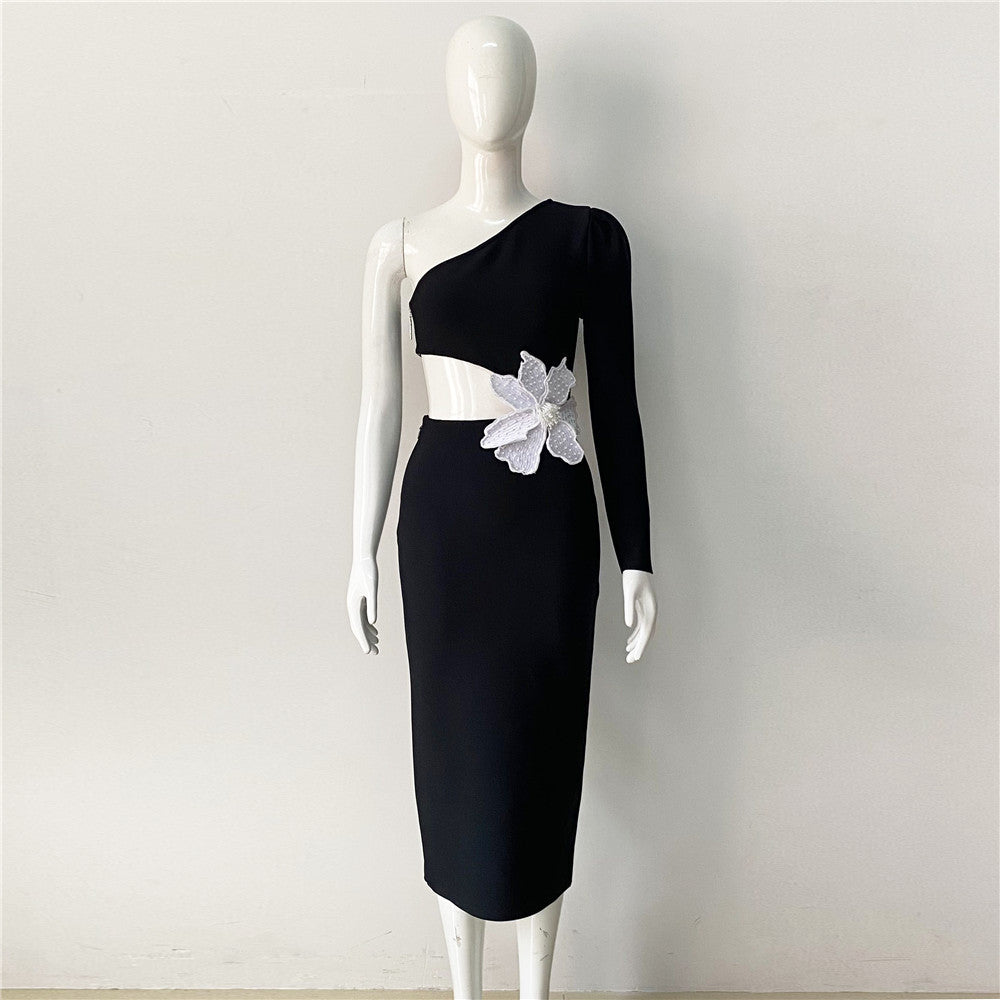 Women's Fashion Flower Slim Fit Bandage Dress
