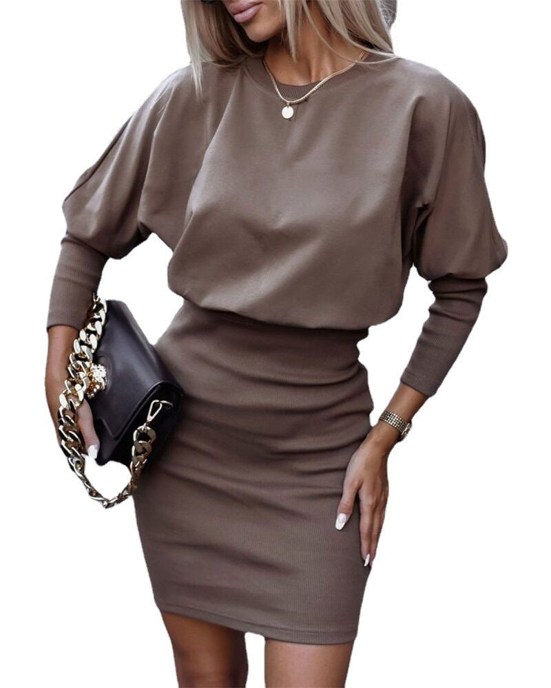 Women's Printed Waist-controlled Round Neck Dress