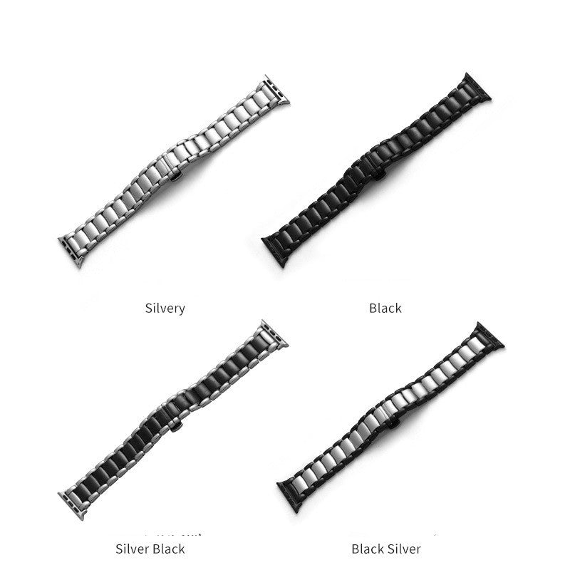 Business Solid Stainless Steel Three Beads Strap