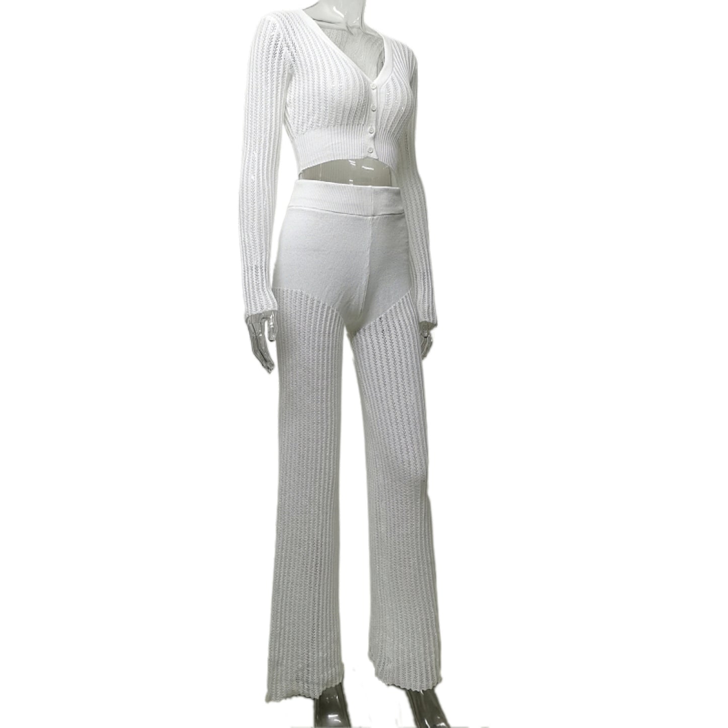 Knitted See-through Casual Suit Women